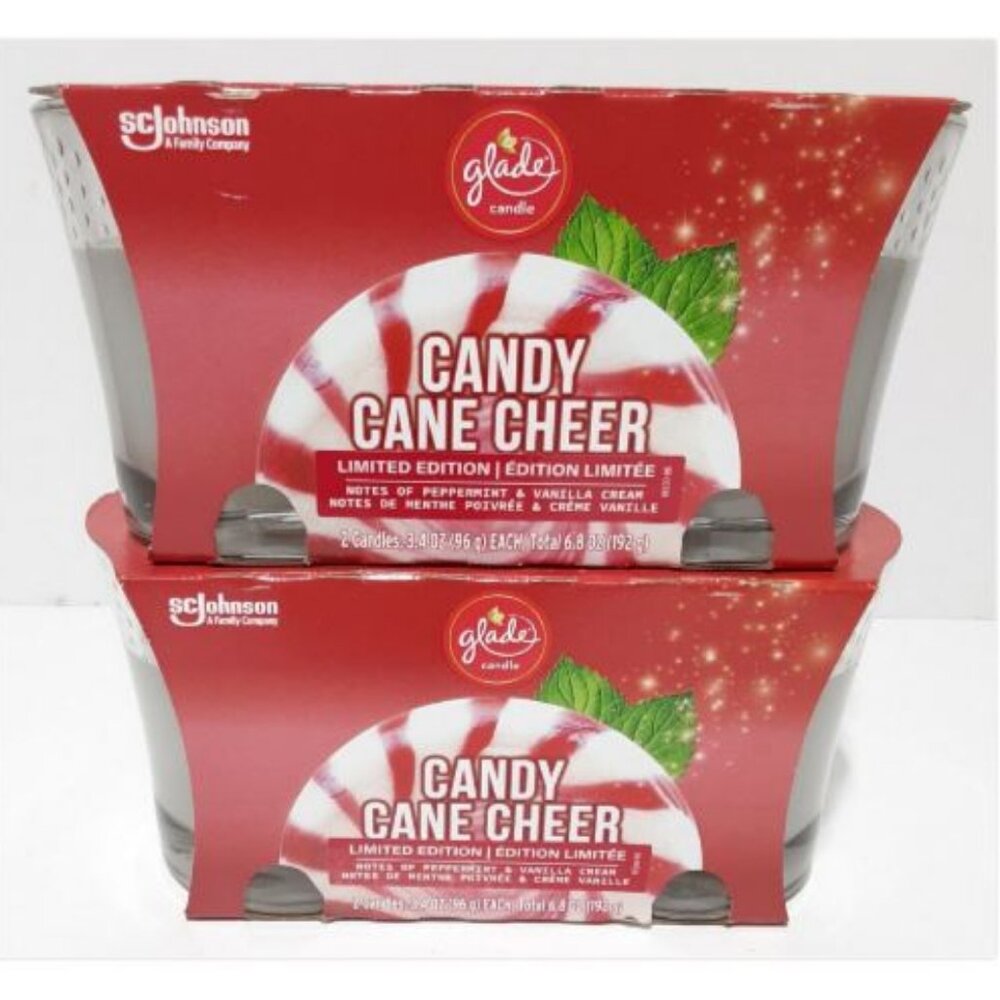 4 CANDY CANE Cheer Candles Peppermint Vanilla Cream Glade 2x2 Pk Ltd Edition NEW